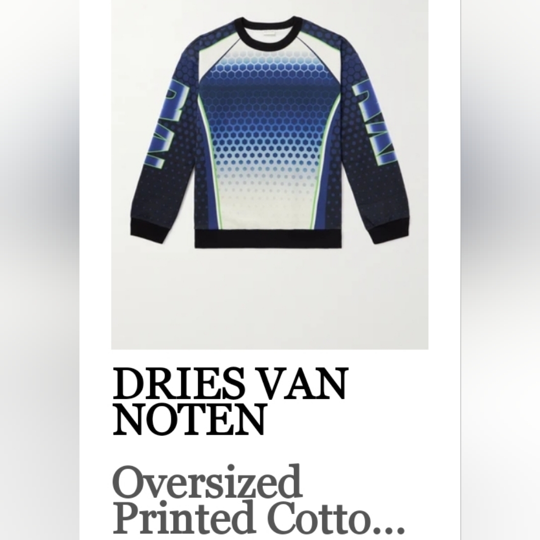 - Dries Van Noten Oversized Printed Sweatshirt Nwt Sz L